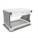 Scolapiatti da Appoggio in Plastica 2 Livelli in Rattan per Lavello Cucina