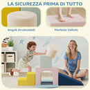 Set 8 Costruzioni Morbide per Bambini 0-3 Anni in Velluto e Schiuma PU Blu      