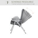 Sedia da Pesca Pieghevole con Schienale Regolabile 75x61,5x76-115 cm in Alluminio e Poliestere Grigio   