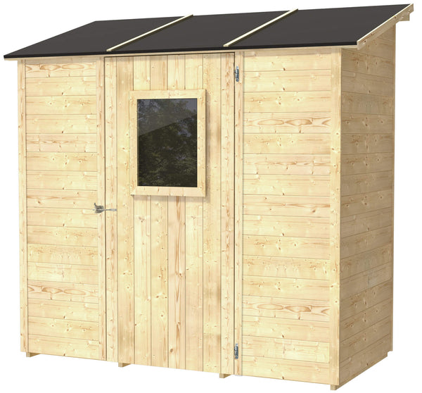 Casetta Box da Giardino per Attrezzi 207x102 cm con Porta Finestrata in Legno Naturale sconto