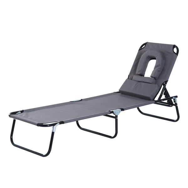 Lettino Prendisole Pieghevole da Giardino in Acciaio e Tessuto 190x56x28 cm Grigio acquista