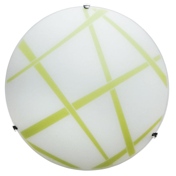 Plafoniera 2xE27 Ganci Cromo Vetro Lastra Bianco-Verde E-Energy Dario sconto
