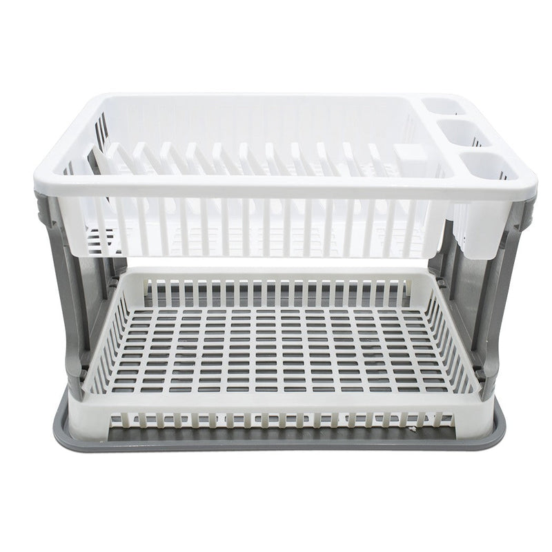 Scolapiatti da Appoggio in Plastica 2 Livelli in Rattan per Lavello Cucina