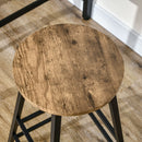 Set 2 Sgabelli Bar e Tavolo Alto in MDF e Acciaio Marrone Rustico e Nero