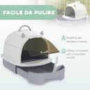 Lettiera per Gatti Chiusa 40,5x52x39 cm con Paletta Filtro e Vassoio Estraibile Grigio   