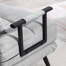 Poltrona Letto 3 in 1 Schienale Reclinabile in Finta Pelle Scamosciata Grigio Chiaro   