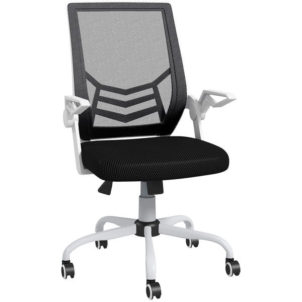 Sedia Operativa Ergonomica Altezza regolabile 94-104 cm Tessuto Effetto Lino Bianco e Nero sconto