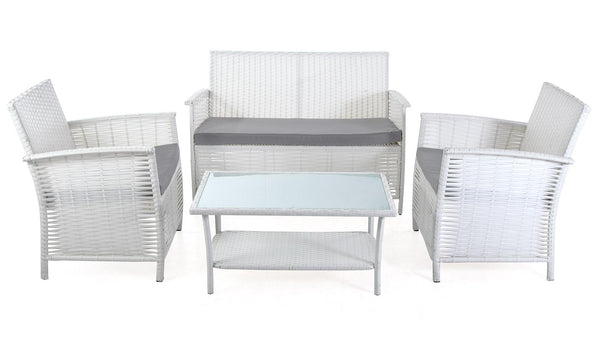 Set Salotto da Giardino Divano 2 Posti Tavolo e 2 Poltrone in Polyrattan Bianco Bertozzi Giulietta online