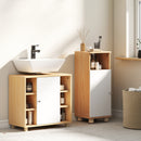 Mobile Sottolavabo Bagno 60x33x57cm con Armadietto a 2 Ante Soft-Close e 6 Ripiani Aperti Bianco      