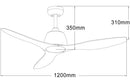 Ventilatore da Soffitto con 3 Pale in Abs Ø120 cm 3 Velocità Martec Elite Bianco