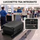 Valigia Rigida Grande 103 L 77x50x30 cm Espandibile con 4 Ruote Girevoli e Angoli Protettivi in ABS Nero      