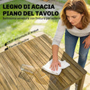 Set 5 Pezzi da Giardino con Tavolo 159x80x74 cm e 4 Sedie in Legno di Acacia Color Teak      