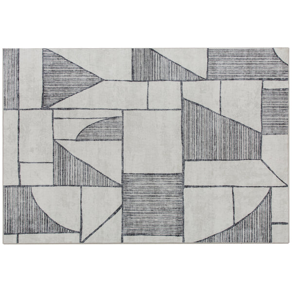 Tappeto Moderno Antiscivolo 230x160x0,7 cm Linee Geometriche in Poliestere Grigio acquista