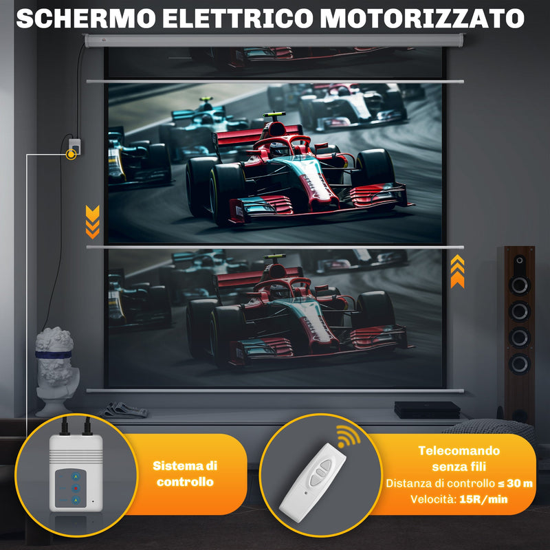 Telo Proiettore 120"" Formato 1:1 con Telecomando 236,5x8x236,5 cm Bianco 