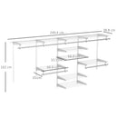 Organizer in Acciaio da Parete 249,4x38,8x162 cm 9 Ripiani Regolabili e 5 Aste per Appendere in Acciaio Bianco