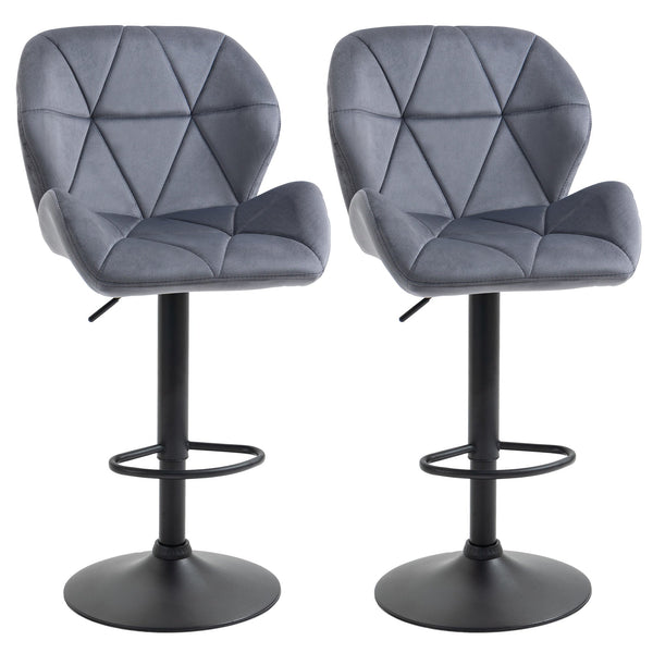 Set 2 Sgabelli da Bar 51,5x57,5x93-114,5 cm in Tessuto Effetto Velluto Grigio prezzo