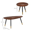 Set 2 Tavolini a Forma di Goccia in Legno Noce