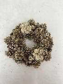 Coroncina con fiori e pigne champagne cm Ø30xh8