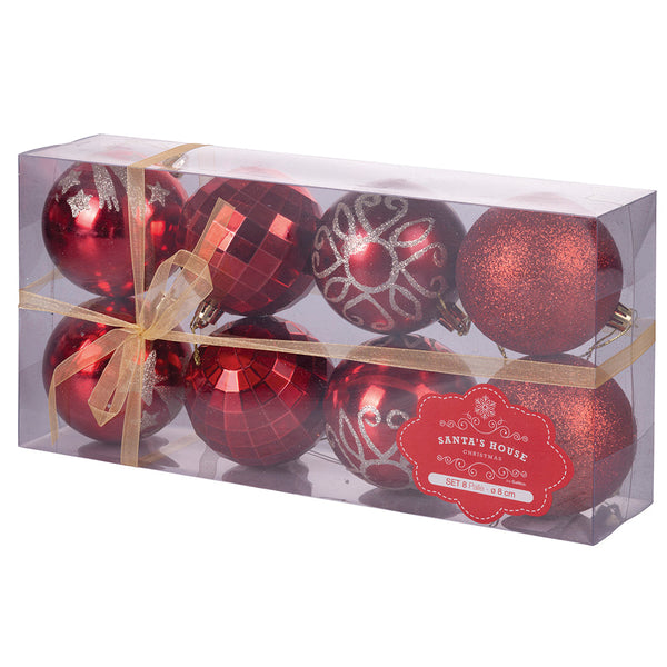 Set 8 Palle di Natale Ø8 cm in Plastica Rosso sconto