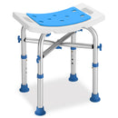 Sgabello Doccia Antiscivolo per Anziani e Disabili Altezza Regolabile 36x33x40,5–48 cm in Alluminio Blu      