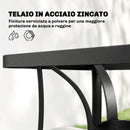 Set 5 Pezzi da Giardino con 4 Sedie Impilabili e Tavolo in Vetro Temperato con Foro per Ombrellone in Texteline Grigio Chiaro      
