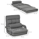 Poltrona Letto Singolo Trasformabile 62x78x70 cm in Tessuto Effetto Lino Grigio