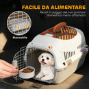 Trasportino per Gatti e Cani Piccoli Max 4 kg 49x32x31 cm con Finestra Superiore in Plastica Grigio      