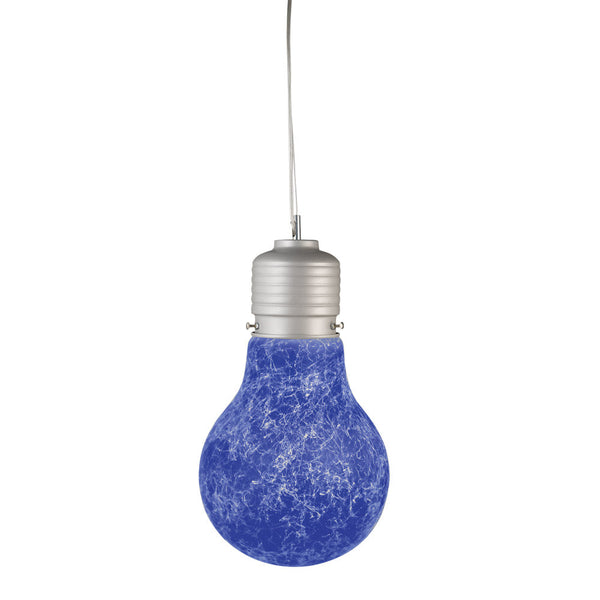 Sospensione 1xE27 Montatura Argento Vetro Filante Blu E-Energy Elettra online