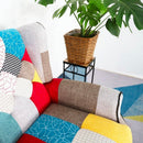 Poltrona Relax Reclinabile Tessuto Patchwork Imbottita con Poggiapiedi