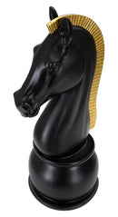 Cavallo da Scacchi 18,5x50x18,5 cm in Poliresina Nero/Oro