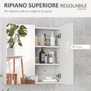 Armadietto da Bagno con Specchio 60x15x60 cm a 3 Ripiani Interni Regolabili in Legno e Vetro Bianco      