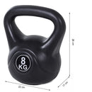 Kettlebell Fitness 8 Kg in PVC con Sabbia e Maniglia Nero