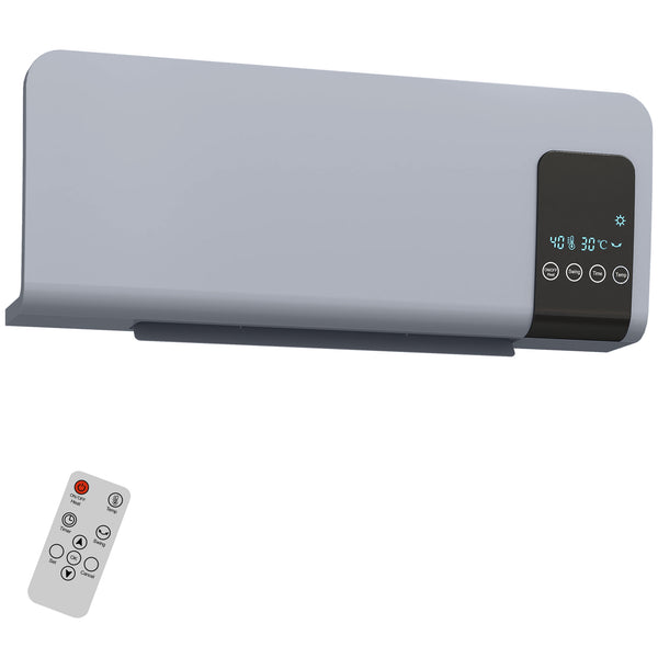 online Termoventilatore da Parete Oscillante 54,5x12x21,5 cm 2 Modalità Timer 12h e Telecomando Grigio