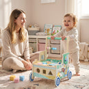 Girello per Bambini 1-3 Anni 41x31,5x47 cm Carrello Primi Passi con Vano Portaoggetti in Legno Multistrato Verde      