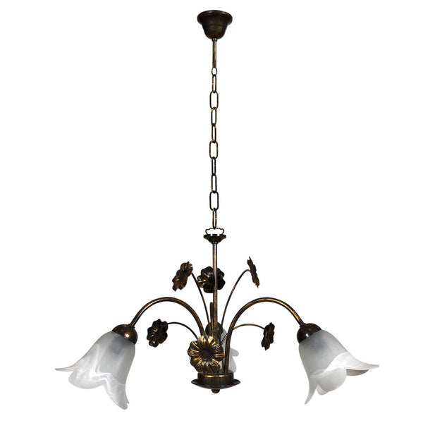 Lampadario 3xE14 Montatura Marrone Oro Vetro Alabastro Bianco E-Energy Vera acquista