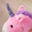 Cavallo a Dondolo per Bambini 70x32x87 cm con Ruote a Forma di Unicorno Rosa