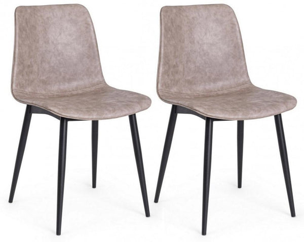 acquista Set 2 Sedie 44x50x80 cm in Similpelle Nero e Beige