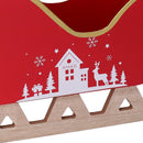 Slitta metallo casetta bianco e rosso cm 27,5x10xh20