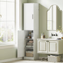 Mobile da Bagno a Colonna 40x35x180 cm con 2 Armadietti in Legno Bianco  