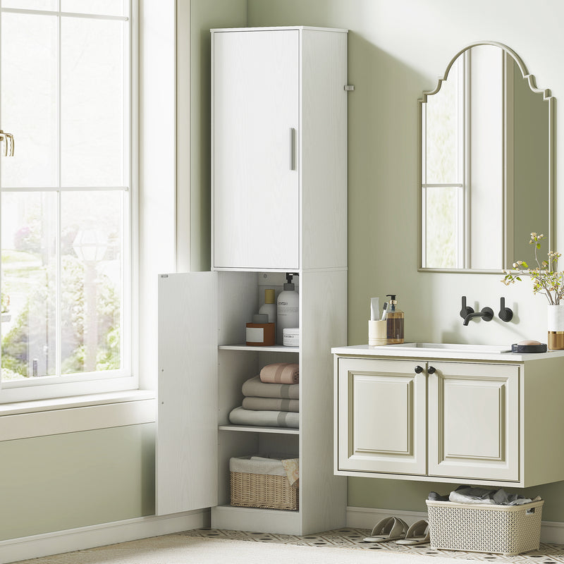 Mobile da Bagno a Colonna 40x35x180 cm con 2 Armadietti in Legno Bianco  