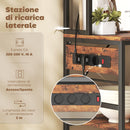 Scaffale da Cucina 80x40x170 cm con Stazione di Ricarica 5 Ripiani e 10 Ganci a S in Legno e Acciaio Marrone      