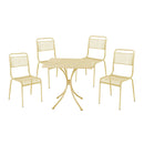 Set Tavolo + 4 Sedie in Acciaio Verniciato Crema Salotto Ocean Cream
