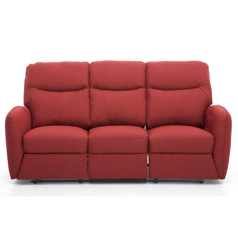 Divano Divanetto 3 Posti con Reclinatore Manuale in Tessuto Kube Rosso