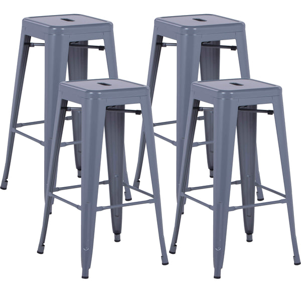 online Set 4 Sgabelli da Bar Alto in Metallo Victoria Grigio Antracite