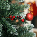 Albero di Natale Alto 210 cm 928 Rami Pigne e Bacche Rosse Base in Metallo Verde      