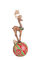 Statuina Renna Natalizia con Led su Sfera 43,2 cm in Resina