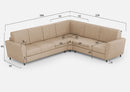 Divano Angolare 6 Posti 288x228x85 cm Yasel in Tessuto Beige