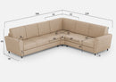 Divano Angolare 6 Posti 288x228x85 cm Yasel in Tessuto Beige