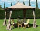 Gazebo da Giardino in Acciaio 3x3m Teli in Poliestere Bauer Beige
