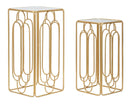 Set 2 Tavolini Arty Quadrato 34x34x70-29x29x60 cm in Ferro